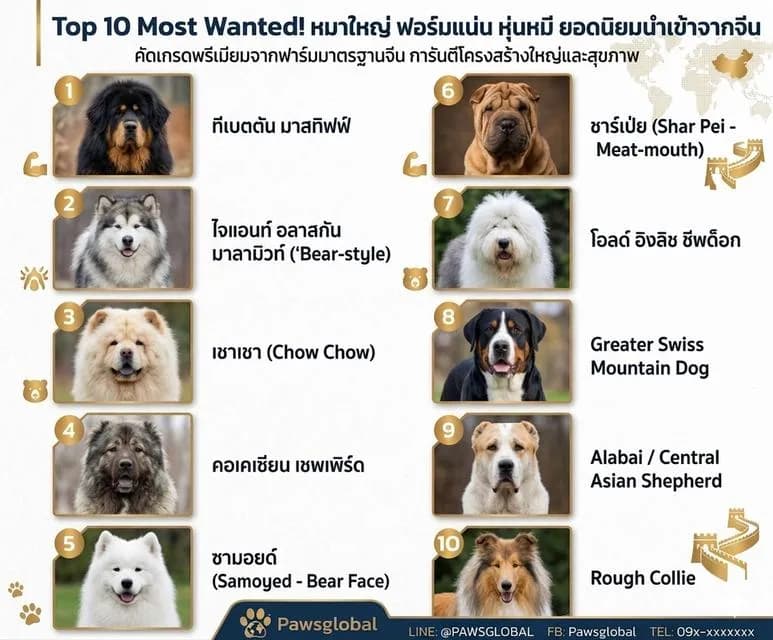 บริการจัดหาและนำเข้าสุนัขเกรดพรีเมียมทุกสายพันธุ์ โดย Pawsglobal ✈️